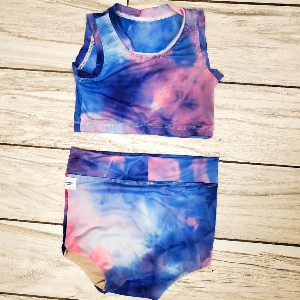 10 Medium CM LemonBerry Lemon Berry Fluff Dance Gymnastics Leotard Outfit TIEDYE